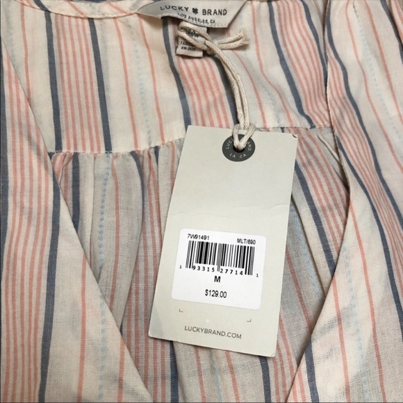 NWT lucky brand Luna cotton sun maxi dress striped summer tiered empire waist - Picture 2 of 15